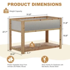 TROPOW Wooden Raised Garden For Patio, Bed Planter Box With Legs And Storage Shelf, Mobile Elevated Wood Planter -Furniture GUEST d44f3be2 63e5 4f7b a6f7 a5af84e0caed