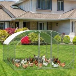 Chicken Coop, Large Chicken Run 9.8x13.1x6.5Ft - Metal Walk-in Cage With Cover, Outdoor Shelter For Ducks, Rabbits, Backyard Farm -Furniture GUEST d46e13aa 47a9 431d ac64 cfbf221d750f