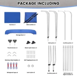 3/4 Bow Bimini Tops With Mesh Sidewalls, Boat Canopy With Support Poles, Marine Grade Pu Coating Canvas, 2 Straps, 2 Rear Support Poles, Zippered Boot 15 3/4 Bow Bimini Tops With Mesh Sidewalls, Boat Canopy With Support Poles, Marine Grade Pu Coating Canvas, 2 Straps, 2 Rear Support Poles, Zippered Boot -Furniture GUEST d618819b 9cda 4890 ba74 bb9d30848380