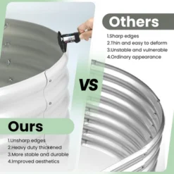 Raised Garden Bed Galvanized Steel - 8x2ft Large Outdoor Planter Box Kit With Wave Design, Open Base & Durable Frame, White -Furniture GUEST d6a8878e 5312 43d8 97dd 6ee50ddb7a38