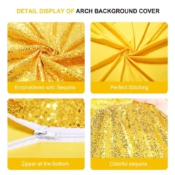 TROPOW Sequin Wedding Arch Cover – Round Top Zippered Backdrop For Parties/Events (1-Pack)