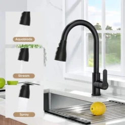 Pull Down Kitchen Faucet Sprayer Head Replacement With 3-Mode Functionality, 7 Universal Adapters, And Black Finish -Furniture GUEST d791aeca 2dd2 4aae 8321 c1765ea22bec