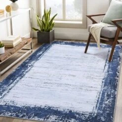 Area Rug 8x10 Area Rugs For Living Room Washable Rug Modern Bordered Non Slip Floor Cover Ultra-Thin Foldable Mat Indoor Non-Shedding Floor Cover