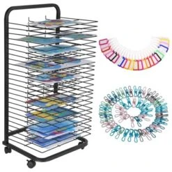 Art Drying Rack, Painting Drying Stand - 25 Removable Shelves, Metal Mobile Storage For Classroom, Art Studios, 13.5"x17.5"x41.5" -Furniture GUEST d7e8ed27 0328 4d08 9c0d 04676e2ce979