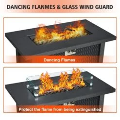 44 Inch Gas Fire Pit Outdoor Firepit Table, 50000BTU Rectangle Propane Fire Table With Cover & Rain Cover For Outside Garden Backyard Deck Patio -Furniture GUEST d840a00d 0b53 44b2 ae51 5dc4f889eec9