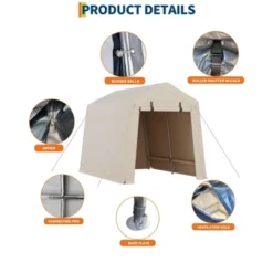 Storage Shed, Portable Garage 7'x10' Outdoor - Waterproof UV-Resistant With 2 Roll-Up Zipper Doors, Anti-Snow Shelter -Furniture GUEST d8876bc3 a58a 4bbd a670 2dfd1399c97c