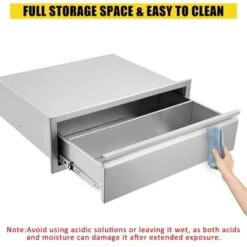 Outdoor Kitchen Drawers, Stainless Steel BBQ Drawer With Divider - Built-in Flush Mount For BBQ Islands
