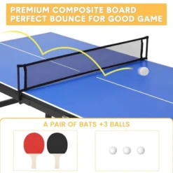 Table Tennis Set, Ping Pong Table Portable - 60x26 Inch With Demountable Net, 2 Paddles, 3 Balls, Waterproof Tabletop For Indoor Outdoor, Blue -Furniture GUEST d8f7bdb6 f508 4da8 bcb7 0b7963469318