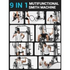 Home Gym, Power Cage 2200LBS All-in-One - Smith Bar, Dual Pulley System, LAT Pull-Down, Cable Station Strength Training Equipment