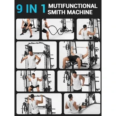 Home Gym, Power Cage 2200LBS All-in-One - Smith Bar, Dual Pulley System, LAT Pull-Down, Cable Station Strength Training Equipment 3 Home Gym, Power Cage 2200LBS All-in-One - Smith Bar, Dual Pulley System, LAT Pull-Down, Cable Station Strength Training Equipment