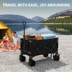 TROPOW Heavy Duty Utility Beach Wagon Cart, Collapsible Wagon Beach With All Terrain Wheels, Extra Long WagonCart Foldable With Cup Holders For Sand -Furniture GUEST d9617236 72ae 4fd7 8b2b 53939f62812e