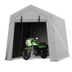 Portable Carport, Storage Shed With Heavy Duty Waterproof Tarp & 2 Roll-Up Zipper Doors, Ideal Tent For Motorcycles, Bikes, Garden Tools -Furniture GUEST d97024b5 2451 4830 ad5e d7f40811fc35