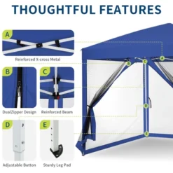 Instant Pop-Up Canopy Tent With Removable Mosquito Netting & 2 Zipper Doors, Portable Outdoor Shelter - Includes Wheeled Carry Bag -Furniture GUEST d99bbaf0 f986 40ea 8cb4 d78a9a5def2d