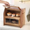 Bread Box, Double Layer Acacia Wooden Bread Bin With Clear Acrylic Door Panel, Air Vents, Countertop Bread Container, Rustic Brown Bread Holder -Furniture GUEST d9ac852e 17b3 4fc0 99c6 456d31912885