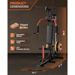 Home Gym Equipment Multifunctional Home Gym Machine With Leg Press & Pulley System, Exercise Equipment For Full Body Strength Training