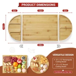 3 Pack Bamboo Charcuterie Boards Set, Large Bamboo Cheese Board Set With Deep Juicy Groove For Kitchen, Chopping Board Set For Entertaining -Furniture GUEST da042edf 077c 4595 9419 64a698e17754