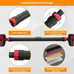 Doorway Pull Up Bar, Door Frame Chin Up Bar With Locking Mechanism, Adjustable Width, Strength Training Pullup Bar Max Load 440lbs -Furniture GUEST dbdb02b9 aba5 4c73 af41 e24fc6a8675b