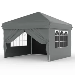 10'x10' Easy Pop Up Canopy Tent With 4 Detachable Window Sidewalls - Waterproof Outdoor Portable Canopy With Carry Bag & Guy Lines -Furniture GUEST dd237252 2f2d 4001 8dcc c0af32735b47