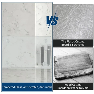 Cutting Board, 2 Pack Tempered Glass - Non-Slip Chopping Plate, Shatter & Heat Resistant For Kitchen Countertop 7 Cutting Board, 2 Pack Tempered Glass - Non-Slip Chopping Plate, Shatter & Heat Resistant For Kitchen Countertop - Image 5