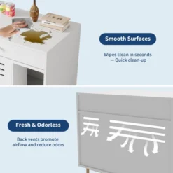 Cat Litter Box Enclosure With Storage Shelf, Hidden Litter Box Furniture With Metal Legs And Ventilated Panel, Indoor Cat House White -Furniture GUEST de607d2d e176 47b9 8bd4 a326274dbdd8