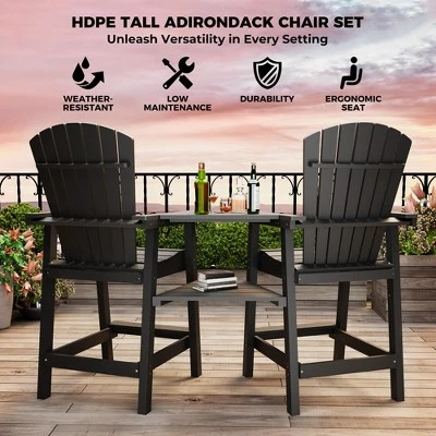 Outdoor Recycled Poly Adirondack Barstools With Connecting Tray, Tall Adirondack Chairs Bar Chairs For Deck, Patio Bar Stool Chair Set Of 2 9 Outdoor Recycled Poly Adirondack Barstools With Connecting Tray, Tall Adirondack Chairs Bar Chairs For Deck, Patio Bar Stool Chair Set Of 2 - Image 7