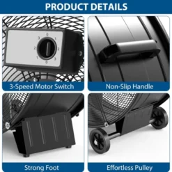 Floor Fan, Industrial Fan - 30 Inch High Velocity Drum Fan, 330W 3 Speed Heavy Duty Metal Fan With Casters & Handle 10 Floor Fan, Industrial Fan - 30 Inch High Velocity Drum Fan, 330W 3 Speed Heavy Duty Metal Fan With Casters & Handle -Furniture GUEST ded5a53a 6f5d 492a 943c ae93ca329588