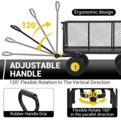 Heavy Duty Steel Garden Cart, Pullable Metal Garden Wagon With 10" Wheels, 180° Rotating Handle And Removable Sides For Outdoor, Farm, Yard -Furniture GUEST dedf3fcb 7a00 4959 a214 16b8602535e3