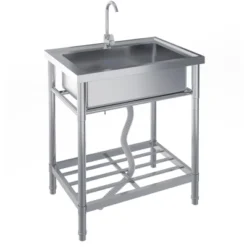 TROPOW Silver Stainless Steel Utility Sink – Freestanding Single Bowl For Kitchen/Laundry/Garage -Furniture GUEST deed42de 03fa 47b9 bfec 2b85514172c5