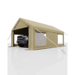 12x20 Ft Carport, Car Port With 200g PE Tarp, Roll-Up Doors, And 4 Windows, For Full-Size Pickups, Bass Boats, Tractors, And SUVs -Furniture GUEST df04a48a 51e2 4fdd b586 ce3a6a3cf333