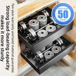 Pull Out Cabinet Organizer - Heavy Duty 30cm Sliding Shelf With Carbon Steel Frame, 55lb Capacity