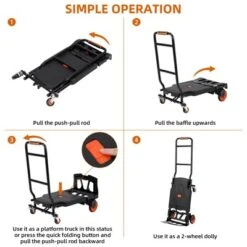 Hand Truck, Heavy Duty Folding Hand Truck 330 Lbs - 4-Wheel Dolly Cart With Elastic Ropes For Moving/Luggage/Warehouse -Furniture GUEST df56e5c7 5811 448f 9178 705d87be70f7