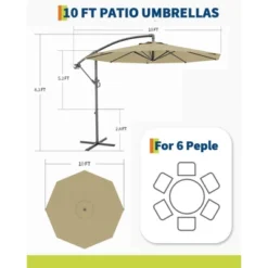 10 FT Cantilever Umbrella, Outdoor Offset Patio Umbrella With Easy Tilt Adjustment, 8 Ribs, UV Protection For Backyard, Lawn, Garden -Furniture GUEST e13900e3 003a 4e98 8034 66ea1be31132 1