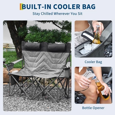 Oversized Double Camping Chairs, Heavy Duty Padded Loveseat Chair - 900Lbs Support For Adult - Comfortable Camping Chair With High Back & Pillow 8 Oversized Double Camping Chairs, Heavy Duty Padded Loveseat Chair - 900Lbs Support For Adult - Comfortable Camping Chair With High Back & Pillow - Image 6