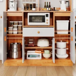 Kitchen Pantry Cabinet With Drawers, Large Wood Sideboard Buffet Cabinets With Doors, Adjustable Shelf & Storage Rack, Freestanding Cupboard -Furniture GUEST e255d52c aaca 486e 9aae 30ab0f4b18ae