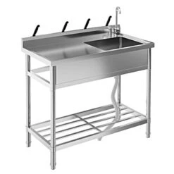 TROPOW Silver Stainless Steel Utility Sink – Freestanding Single Bowl For Kitchen/Laundry/Garage -Furniture GUEST e2df2175 c665 40c4 b8d1 4694a7b40a56
