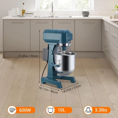 Commercial Food Mixer 10Qt, 600w Commercial Mixer With 3 Speed Adjustment And Stainless Steel Bowl 10 Commercial Food Mixer 10Qt, 600w Commercial Mixer With 3 Speed Adjustment And Stainless Steel Bowl - Image 8