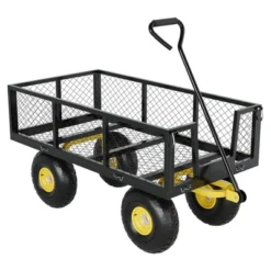 3-in-1 Heavy-Duty Steel Garden Cart, Garden Wagon,with 10 Inch All-Terrain Tires And Removable Mesh Side Panels,180°Rotating Handle,Metal Yard -Furniture GUEST e49d8dae 685d 4529 95cd 8ff251dc4751