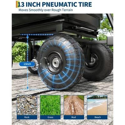 Poly Dump Cart - Heavy Duty 1200lbs Garden Cart With Quick-Release Dumping & No-Flat 13" Tires, Utility Wagon For Yard Work, Landscaping, Gardening 4 Poly Dump Cart - Heavy Duty 1200lbs Garden Cart With Quick-Release Dumping & No-Flat 13" Tires, Utility Wagon For Yard Work, Landscaping, Gardening - Image 2