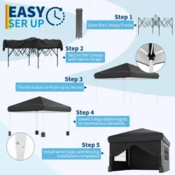 10'x10' Easy Pop Up Canopy Tent With 4 Detachable Window Sidewalls - Waterproof Outdoor Portable Canopy With Carry Bag & Guy Lines -Furniture GUEST e4e706b2 b224 4966 93ca 34b2a93329f4