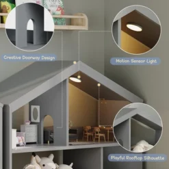 3-Tier Kids Bookshelf, Toy Storage Organizer With Motion Sensor Light, Wooden Book Shelf, Kids Book Rack For Kids Rooms, Classroom, Playing Room -Furniture GUEST e4f871e7 0153 4119 bcd7 adb200efc746