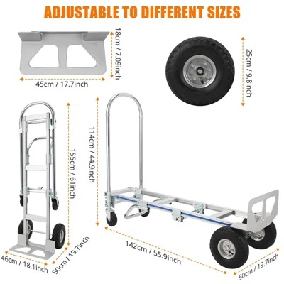 Hand Truck, 2 In 1 Convertible Heavy Duty Cart - 770 Lbs Capacity, 55.9"x19.7"x44.9" For Home Office Warehouse 7 Hand Truck, 2 In 1 Convertible Heavy Duty Cart - 770 Lbs Capacity, 55.9"x19.7"x44.9" For Home Office Warehouse - Image 5