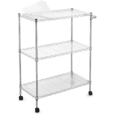Storage Cart Rolling, Heavy Duty 3-Tier Adjustable Wire Rack Shelving Unit W/Wheels & Handle For Laundry Garage Bathroom 4 Storage Cart Rolling, Heavy Duty 3-Tier Adjustable Wire Rack Shelving Unit W/Wheels & Handle For Laundry Garage Bathroom - Image 2