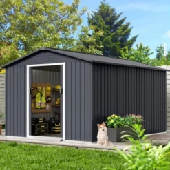 TROPOW 8x15 FT Outdoor Storage Shed, Metal Garden Shed With Lockable Door, And Sloped Roof, Utility Metal Tool Storage Sheds For Backyard, Gray 15 TROPOW 8x15 FT Outdoor Storage Shed, Metal Garden Shed With Lockable Door, And Sloped Roof, Utility Metal Tool Storage Sheds For Backyard, Gray -Furniture GUEST e574c12b fc17 49c2 ad81 f40f5c31ecd0