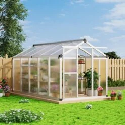 Greenhouse Outdoor - Polycarbonate Walk-in Garden Greenhouse With Roof Vent, Aluminum Frame & Lockable Door -Furniture GUEST e7575814 7507 43ba bc52 f7f2e43b92f0