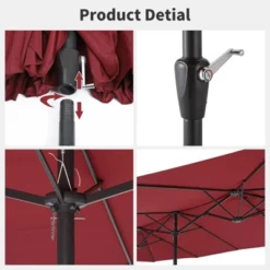 15FT Extra Large Rectangular Patio Umbrella, Outdoor Double Sided Rectangular Market Umbrella With Stand, With Base, Heavy Duty Cantilever Design 12 15FT Extra Large Rectangular Patio Umbrella, Outdoor Double Sided Rectangular Market Umbrella With Stand, With Base, Heavy Duty Cantilever Design -Furniture GUEST e7aa166c 771e 437e b22d 6188ba4d17a4