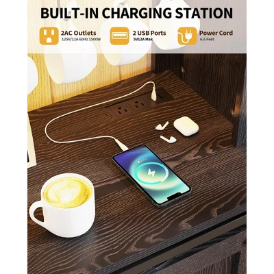 Coffee Bar Cabinet 55", Large Kitchen Hutch,Built-in Power Outlet, Tall Buffet Cabinet With Barn Sliding Door, Wine Glass Rack & Ample Storage 4 Coffee Bar Cabinet 55", Large Kitchen Hutch,Built-in Power Outlet, Tall Buffet Cabinet With Barn Sliding Door, Wine Glass Rack & Ample Storage - Image 2