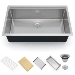 Kitchen Sink Undermount Stainless Steel 304 Single Bowl With Workstation Ledge, Handcrafted Brushed Sink Kit -Furniture GUEST e8b57402 303c 4192 8e83 e4260b109093
