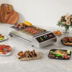 Electric Indoor Grill, 1800W Commercial Portable BBQ Grill Smokeless Countertop Grill With Removable Griddle, Stainless Steel, For Restaurant Home -Furniture GUEST ea614ed2 e99c 4d6b 9092 76ba9d0cae1c