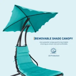 Hanging Chaise Lounge Swing Chair, Hanging Curved Chaise Lounge Chair Umbrella, Curved Steel Hammock Lounger Chairs For Patio Pool Garden Backyard -Furniture GUEST eaf6f425 d2a8 4709 a2f4 084fb0ac85d4