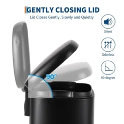 Bathroom Trash Can With Lid, Stainless Steel Kitchen Trash Can With 12 Liter, Soft Close Step-On Pedal, Fingerprint-Resistant Finish For Kitchen -Furniture GUEST eb1ae410 dbb4 40c2 a9c2 b55be9dc576b